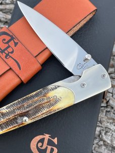 CASE XX ** 6.5 BONE STAG BG 42 SLIMLOCK W/LEATHER SHEATH