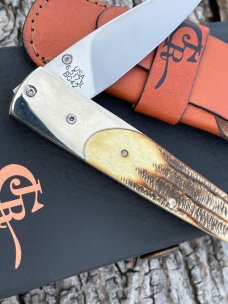 CASE XX ** 6.5 BONE STAG BG 42 SLIMLOCK W/LEATHER SHEATH