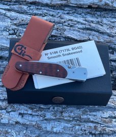 CASE XX ** SMOOTH SNAKEWOOD BG 42 SLIMLOCK W/LEATHER SHEATH