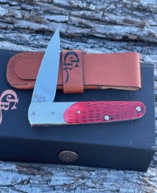 CASE XX ** ROGERS JIGGED DARK RED BONE BG 42 SLIMLOCK W/LEATHER SHEATH