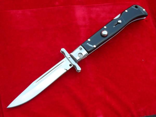  9"  Roma style Swinguard switchblade knife Imi-Blackhorn handles 