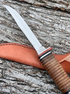 CASE XX ** 2024 POLISHED LEATHER FIXED BLADE W/LEATHER SHEATH