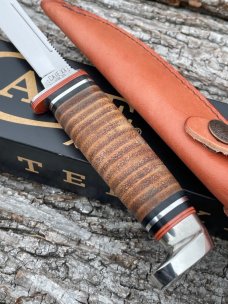 CASE XX ** 2024 POLISHED LEATHER FIXED BLADE W/LEATHER SHEATH