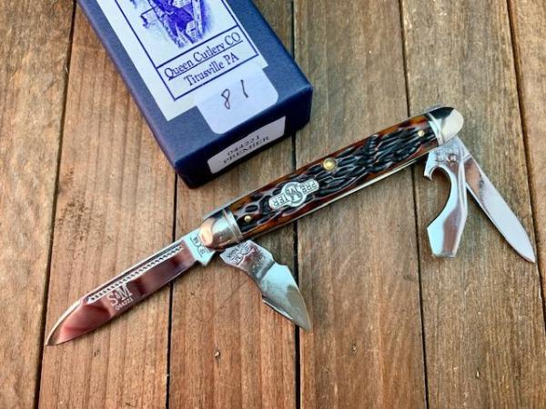 Schatt and Morgan Premier Series Jr. Scout Knife Golden Root Jigged Bone 2007 Schatt and Morgan Premier Series Jr. Scout Knife Golden Root Jigged Bone 2007