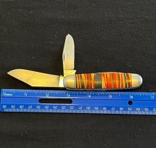 Vintage Hammer Brand Orange Black White Striped Fancy Celluloid Jack Knife