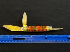 Vintage Hammer Brand Orange Black White Striped Fancy Celluloid Jack Knife