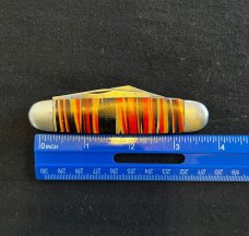 Vintage Hammer Brand Orange Black White Striped Fancy Celluloid Jack Knife