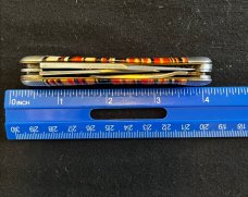Vintage Hammer Brand Orange Black White Striped Fancy Celluloid Jack Knife
