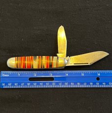Vintage Hammer Brand Orange Black White Striped Fancy Celluloid Jack Knife