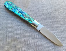 Todd Davison Abalone Clip Straight Jack...3 5/8"..Cpm154..coinedged...pouch...#2434  Rare 