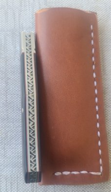 K'roo El Zorro Slipjoint...Black Micarta.."Z" white shield...fluted bolsters..Coa & Slip..4 clsd