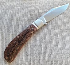 K'roo Exotic Greater Dyed Kudu Bone Lanny..3.75 closed..Rwl34..Red G10 liners.Filework..coa and slip