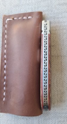 K'roo Exotic Greater Dyed Kudu Bone Lanny..3.75 closed..Rwl34..Red G10 liners.Filework..coa and slip