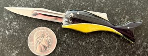 Nice Miniature Russian Prison Knife RPK Switchblade Whale Shape Handle Unused 