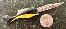 Nice Miniature Russian Prison Knife (RPK) Switchblade, Whale Shape Handle, Unused 