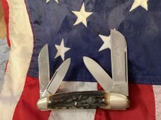 Hen & Rooster -Bertram Cutlery Large "Hillbilly" Congress w/ Nice Stag Handles