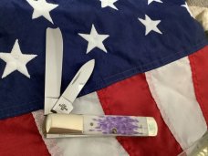 Case xx 2018 Razor Barlow Knife with Violet/Purple Handles -MDl# 62005 RAZ SS -NOS