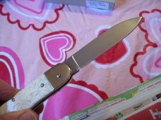 Hubertus Knife Solingen, Germany Large Size 11 White Bone Spear-Point UNUSED NIB