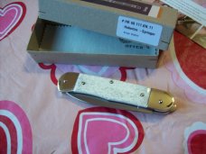 Hubertus Knife Solingen, Germany Large Size 11 White Bone Spear-Point UNUSED NIB