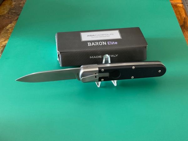 AGA Campolin Baron Elite Stonewashed Black G10 Scales (New)