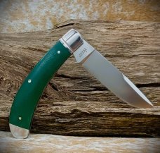 NIB  RoseCraft Blades Obed Creek Bow Trapper RCT015 D2 Drop Point Blade Blue Green Micarta