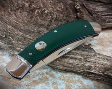 NIB  RoseCraft Blades Obed Creek Bow Trapper RCT015 D2 Drop Point Blade Blue Green Micarta