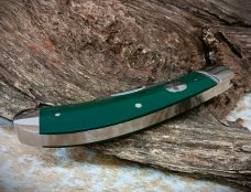 NIB  RoseCraft Blades Obed Creek Bow Trapper RCT015 D2 Drop Point Blade Blue Green Micarta