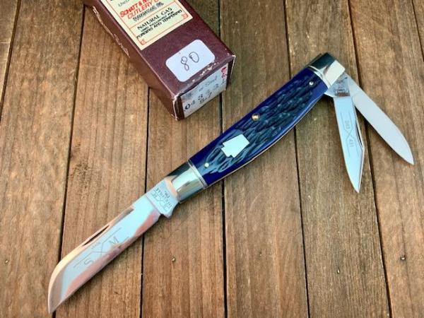 Schatt and Morgan 3 Blade Congress Whittler Deep Blue Bone 1997 Schatt and Morgan 3 Blade Congress Whittler Deep Blue Bone 1997