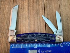 Schatt and Morgan 3 Blade Congress Whittler Deep Blue Bone 1997