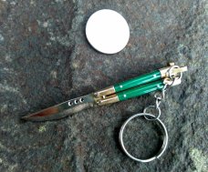 Mini Balisong Butterfly With Green Handles