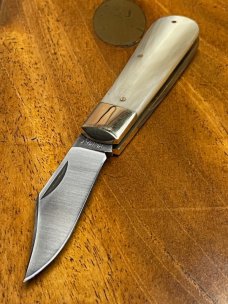 Michael May Traditional Sheffield Barlow knife with Clip Point blade and Beautiful Ox Horn scales