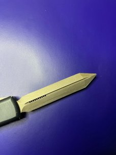 Microtech Ultratech Molon Labe Spartan OTF 3.46" Bronze Apocalyptic Double Edge Blade