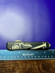 Microtech Ultratech Molon Labe Spartan OTF 3.46" Bronze Apocalyptic Double Edge Blade