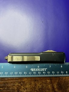Microtech Ultratech Molon Labe Spartan OTF 3.46" Bronze Apocalyptic Double Edge Blade