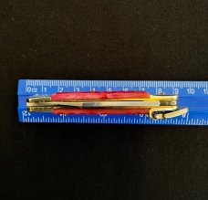 Hubertus Jigged Strawberry Red Bone Springer Lever Lock Automatic Knife