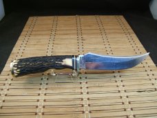 SCHRADE USA 498 "GOLD RUSH" BENCH MADE 49'ER VINT. OLDER HIGH CARBON STEEL FIXED BLADE KNIFE/SHEATH