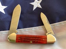 1997 Case xx Canoe Knife wIth Great Pocketworn Red Pick Bone Handles MDL 62131 SS -NOS