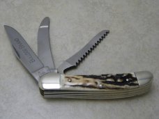 Bulldog Brand Solingen Germany Stag 3 Blade Copperhead Knife