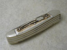 Bulldog Brand Solingen Germany Stag 3 Blade Copperhead Knife