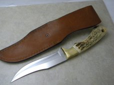 Hen and Rooster Bertram Cutlery Germany Stag Knife 1990 Fixed Blade NKCA Club Knife
