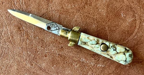 Jeremy Kreis (JTK) Custom Miniature Frosolone Switchblade, Beautiful Popcorn Stag, Unused