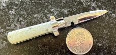 Jeremy Kreis (JTK) Custom Miniature Square Button Switchblade, Nice White Bone, Unused