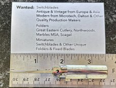 Jeremy Kreis (JTK) Custom Miniature Square Button Switchblade, Nice White Bone, Unused