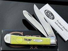  New Case XX USA TRUMP With 2025 Gold Dipped Inlaid Medallion Yellow Trapper Stainless 4-1/8” 