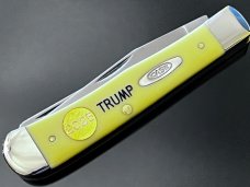  New Case XX USA TRUMP With 2025 Gold Dipped Inlaid Medallion Yellow Trapper Stainless 4-1/8” 