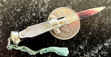 Rare Horn/Imitation Horn Miniature Switchblade Knife, Underlined INOX Mark, Older Style From Italy  