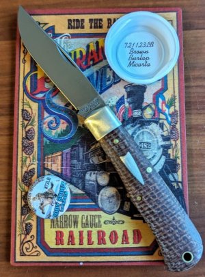 GREAT EASTERN CUTLERY GEC 72 TIDIOUTE CODY Mustang SCOUT BROWN BURLAP MICARTA KNIFE - NIT