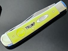  New Case XX USA TRUMP With 2025 Gold Dipped Inlaid Medallion Yellow Trapper Stainless 4-1/8” 