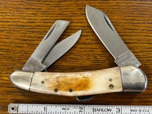 Parker Cut. Co. 3-Blade Stockman Lockback Knife w/Smooth Bone Scales