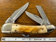 Parker Cut. Co. 3-Blade Stockman Lockback Knife w/Smooth Bone Scales